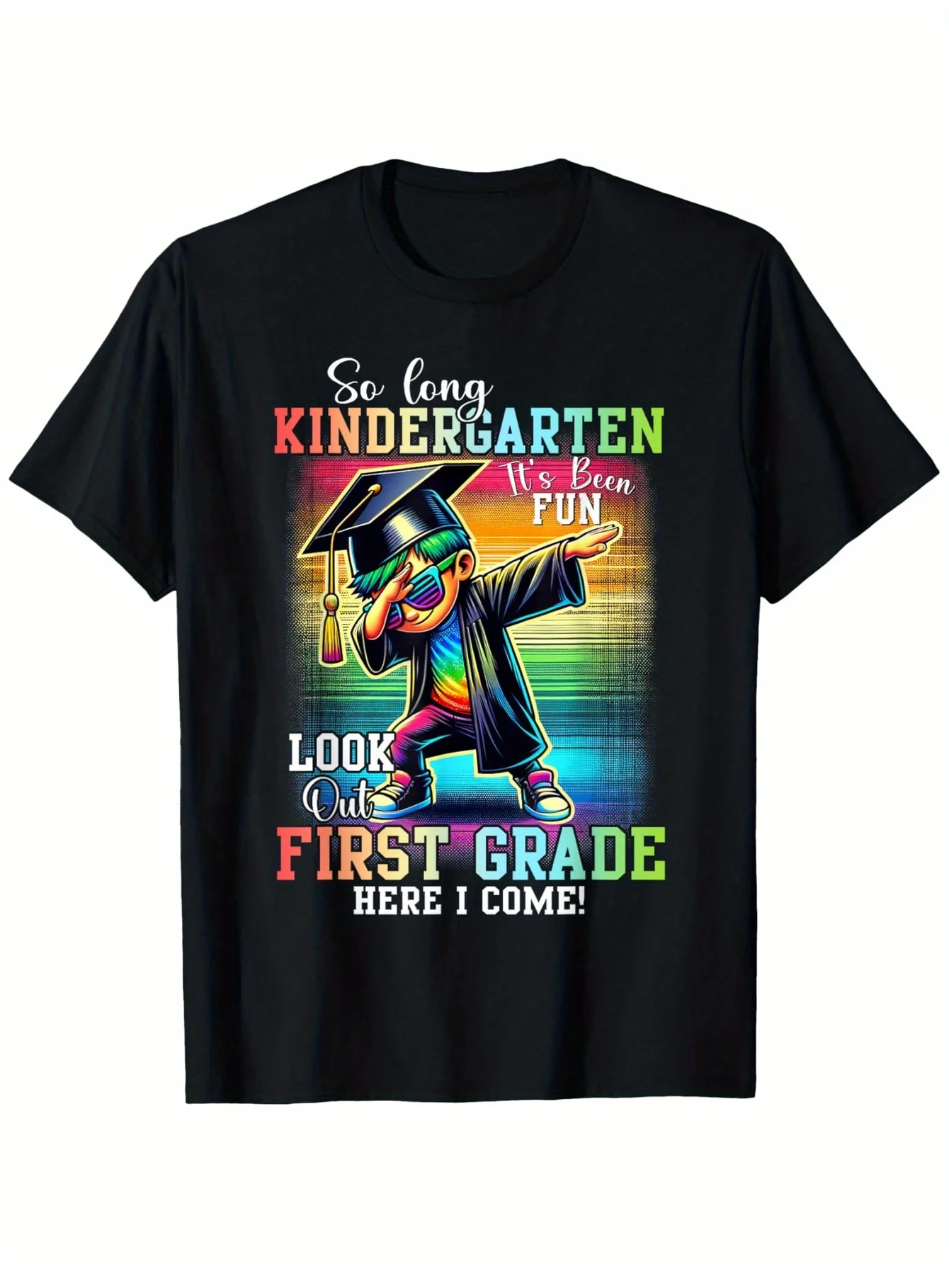 Прощайте в детский сад и добро пожаловать на первые градации Футболка для мальчиков в стиле хип-хоп Летний топ с короткими рукавами и круглым вырезом для мальчиков и девочек
Прощайте в детский сад и добро пожаловать на первые градации Футболка для мальчиков в стиле хип-хоп Летний топ с короткими рукавами и круглым вырезом для мальчиков и девочек