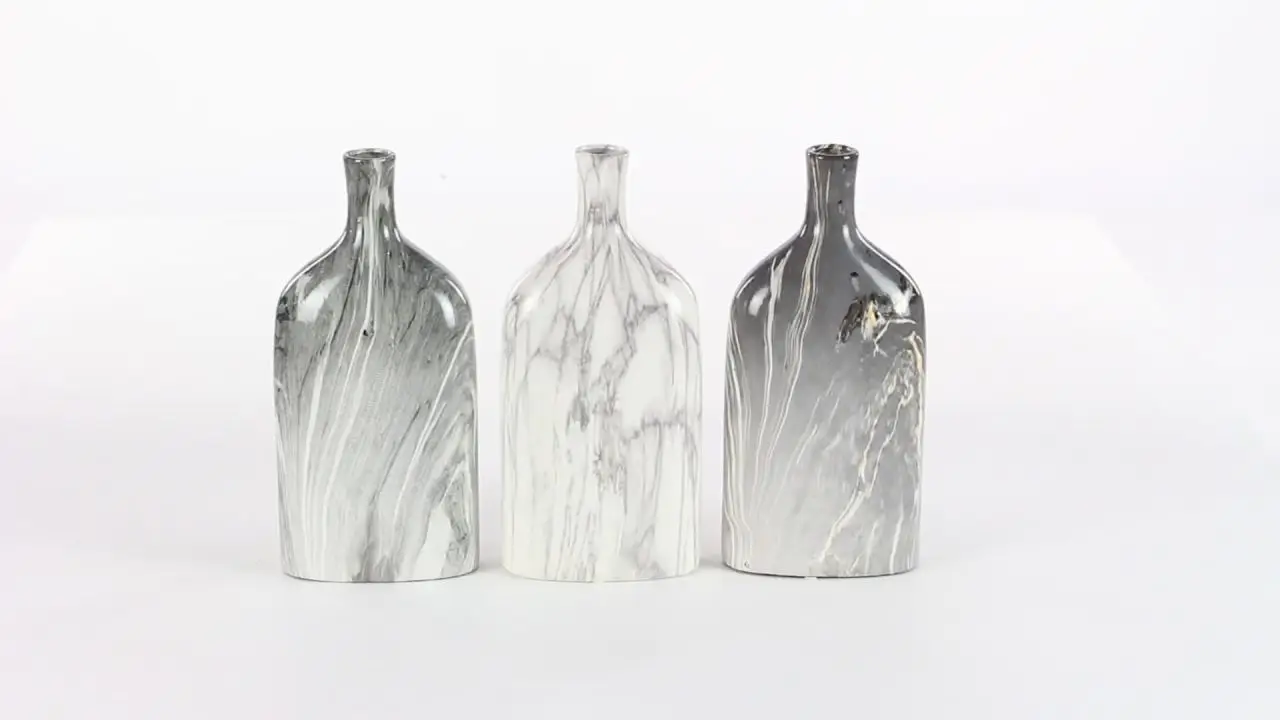 6W, 13H Faux Marble Gray Ceramic Vase, Set of 3 
6W, 13H Faux Marble Gray Ceramic Vase, Set of 3