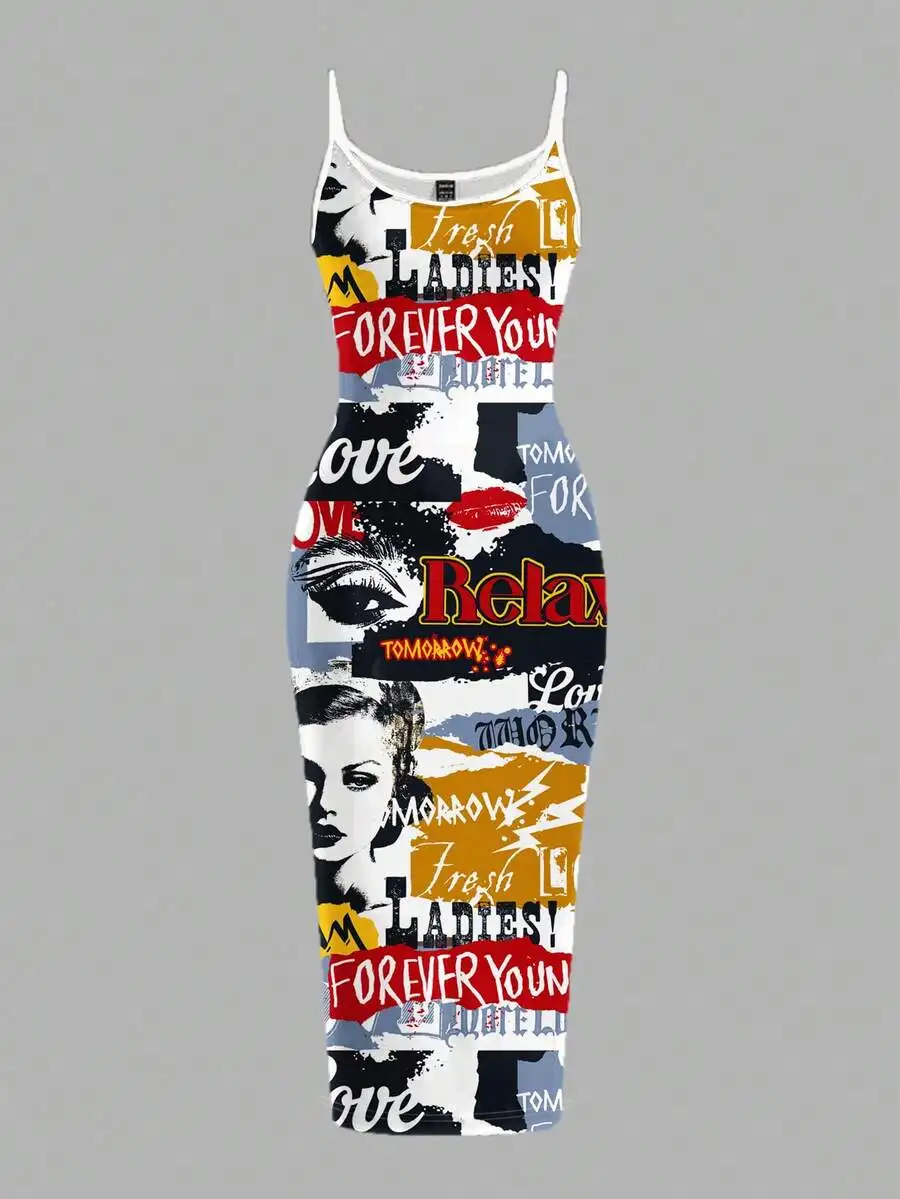 Vintage Poster Print Casual Bodycon Dress For Music Festival
Vintage Poster Print Casual Bodycon Dress For Music Festival
