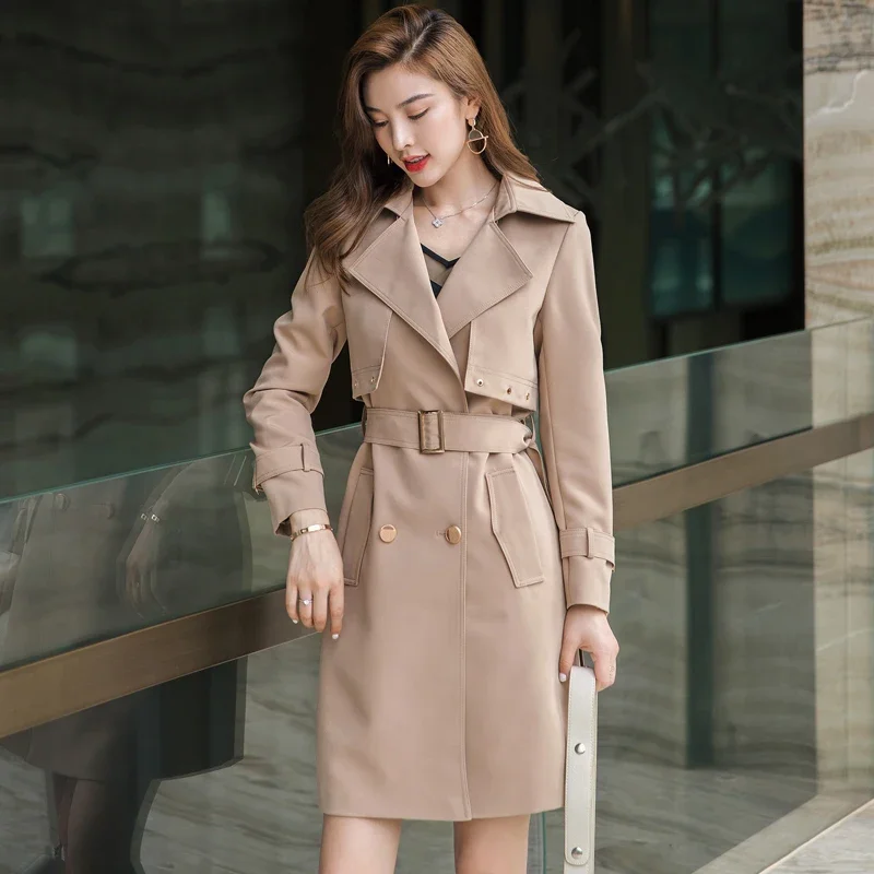 Khaki Black Mid Long Trench Coat Women Spring Autumn Loose Casual Outerwear Belt Big Pocket Double Breasted Windbreaker Female
Khaki Black Mid Long Trench Coat Women Spring Autumn Loose Casual Outerwear Belt Big Pocket Double Breasted Windbreaker Female