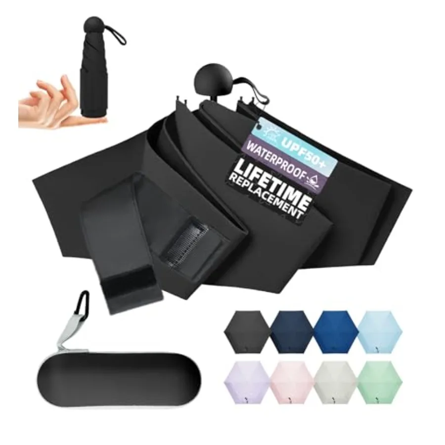 Travel Mini Umbrella Compact Small and Lightweight, UV Rain Protection, Pocket-Sized Folding Umbrellas with Quickdraw and Case
Travel Mini Umbrella Compact Small and Lightweight, UV Rain Protection, Pocket-Sized Folding Umbrellas with Quickdraw and Case