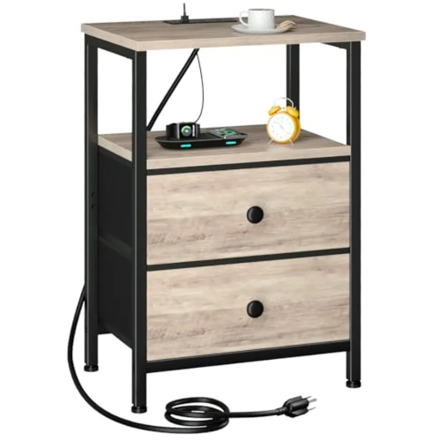 Night Stand with Charging Station Small Bedside Table with 2 Fabric Drawers Nightstand with USB Ports and Outlets for Bedroom G
Night Stand with Charging Station Small Bedside Table with 2 Fabric Drawers Nightstand with USB Ports and Outlets for Bedroom G