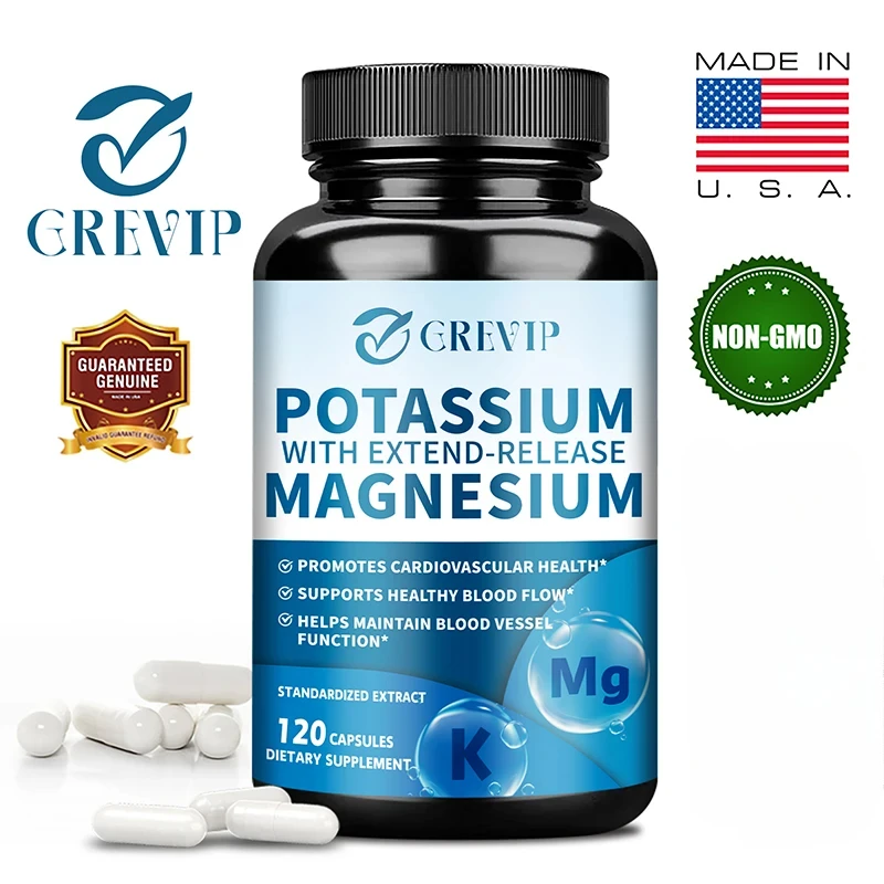 Potassium with Extend-Release Magnesium - Heart, Cardiovascular Health, Blood Pressure Support, Promotes Healthy Blood Flow
Potassium with Extend-Release Magnesium - Heart, Cardiovascular Health, Blood Pressure Support, Promotes Healthy Blood Flow