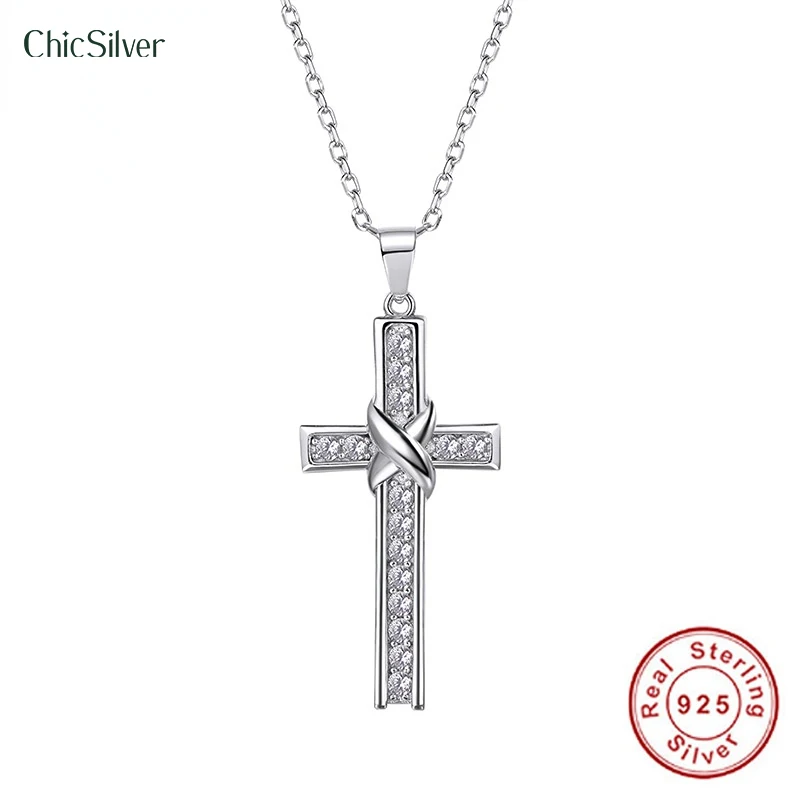 925 Sterling Silver Cross Necklace for Women White CZ Zircon Crystal Religious Cross Pendant Chain Necklace Christian
925 Sterling Silver Cross Necklace for Women White CZ Zircon Crystal Religious Cross Pendant Chain Necklace Christian