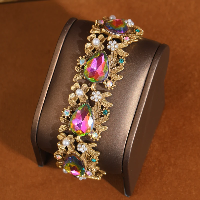 Vintage Large Colorful Crystal Flower Bracelets Wedding Jewelry High Quality Brand Gold Plated New Bride Trends 2026 Accessories
Vintage Large Colorful Crystal Flower Bracelets Wedding Jewelry High Quality Brand Gold Plated New Bride Trends 2026 Accessories