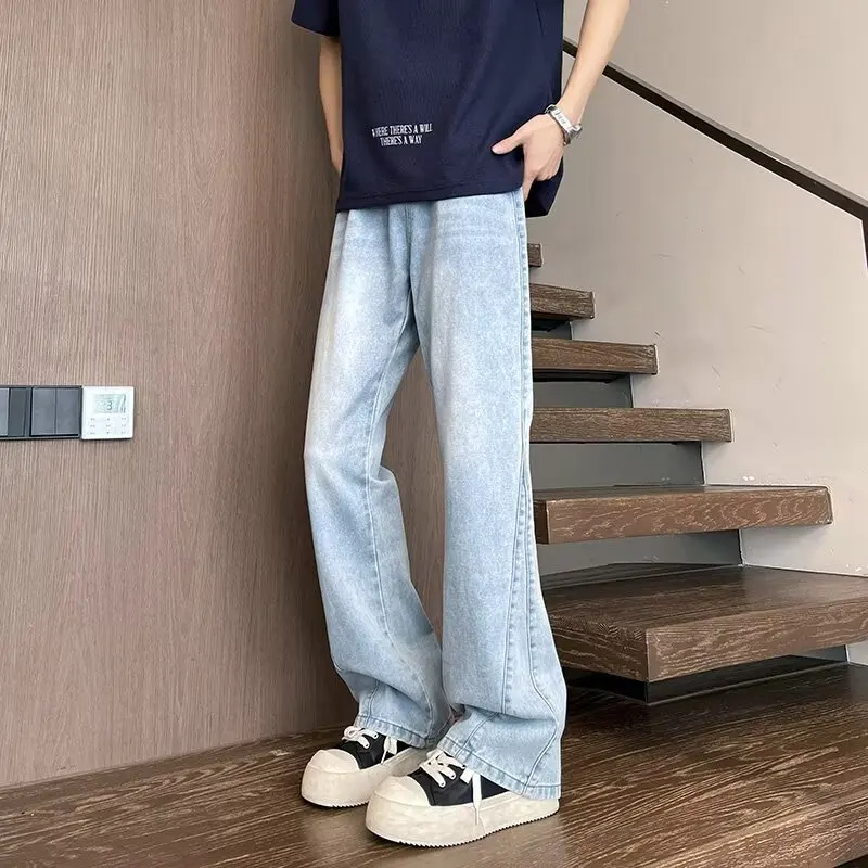 Original American High Street Loose Men's Jeans Bell Bottoms Black Summer Casual Long Pants mid Waist Zipper Fly Straight Leg
Original American High Street Loose Men's Jeans Bell Bottoms Black Summer Casual Long Pants mid Waist Zipper Fly Straight Leg