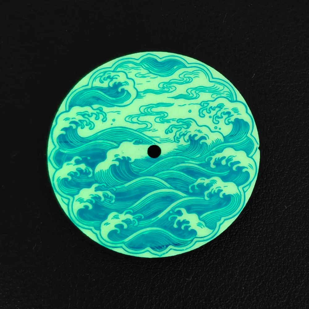 28.5MM Green Luminous Kanagawa Wave Watch Dial For NH35 Miyota 8215 Custom Logo Blue White Sea Wave Watch Mod Face
28.5MM Green Luminous Kanagawa Wave Watch Dial For NH35 Miyota 8215 Custom Logo Blue White Sea Wave Watch Mod Face