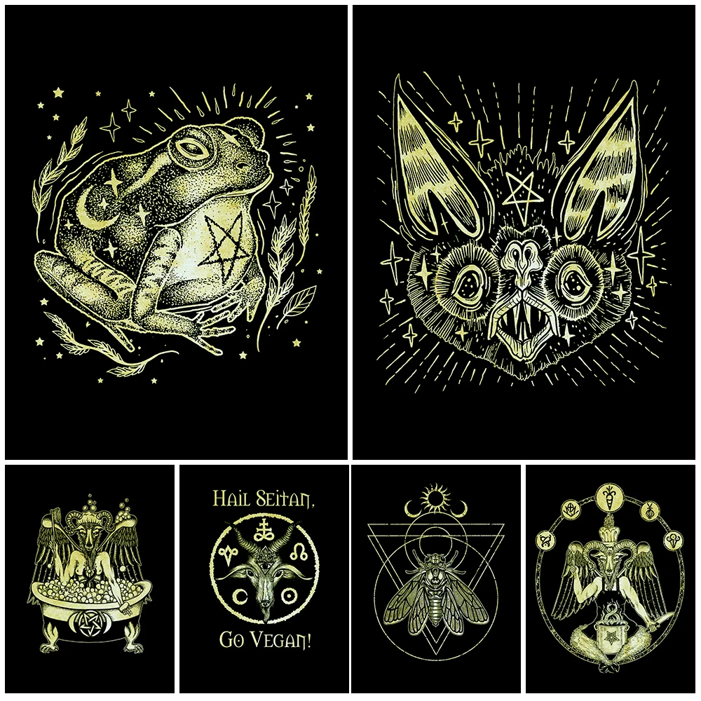Black Toad And Magic Bat Vintage Wall Art Canvas Painting Funny Satanic Wiccan Art Poster And Print Home Decoration Unframed 
Black Toad And Magic Bat Vintage Wall Art Canvas Painting Funny Satanic Wiccan Art Poster And Print Home Decoration Unframed