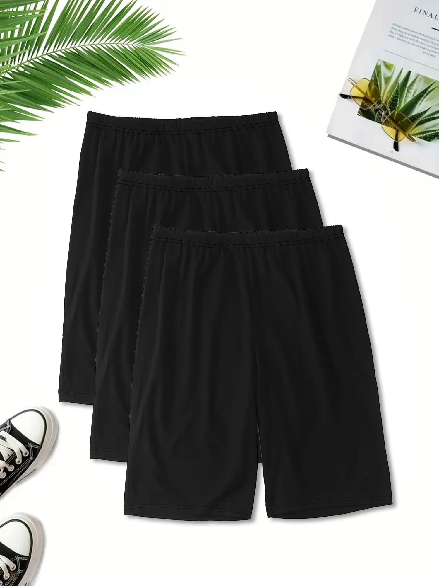 3PCS Women's Solid Color Skinny Stretchy Shorts Casual Elastic Waist for Spring & Summer
3PCS Women's Solid Color Skinny Stretchy Shorts Casual Elastic Waist for Spring & Summer