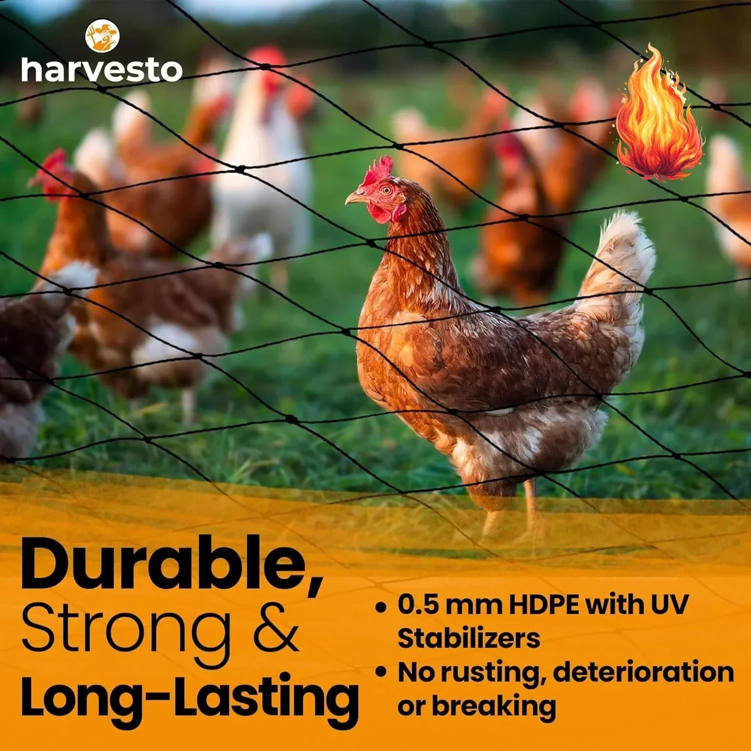 Heavy Duty Bird Netting for Chicken Coops & Runs | Tree & Garden Netting Mesh 1-1/2" | Keep Hawks, Birds & Predators Away
Heavy Duty Bird Netting for Chicken Coops & Runs | Tree & Garden Netting Mesh 1-1/2" | Keep Hawks, Birds & Predators Away
