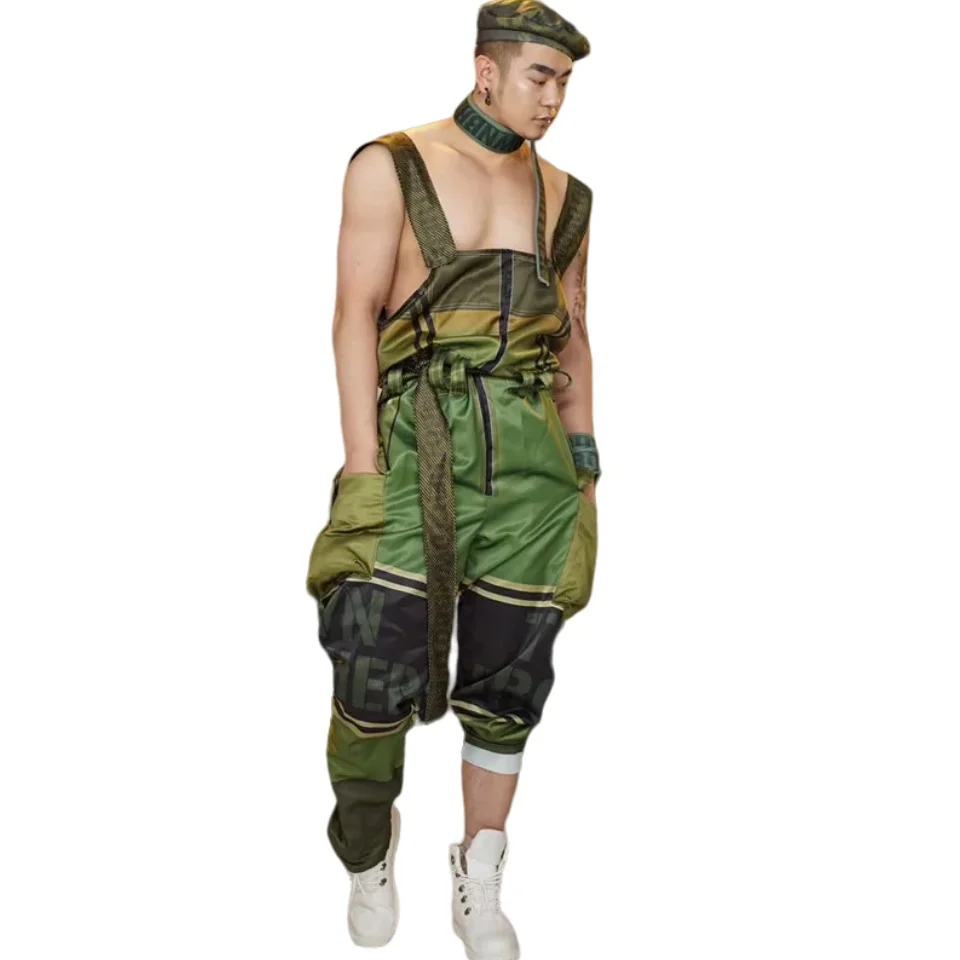Men Women Dancer Team Stage Outfit Festival Performance Dance Costume Army Green Jumpsuit Loose Rompers Nightclub Dance Wear
Men Women Dancer Team Stage Outfit Festival Performance Dance Costume Army Green Jumpsuit Loose Rompers Nightclub Dance Wear