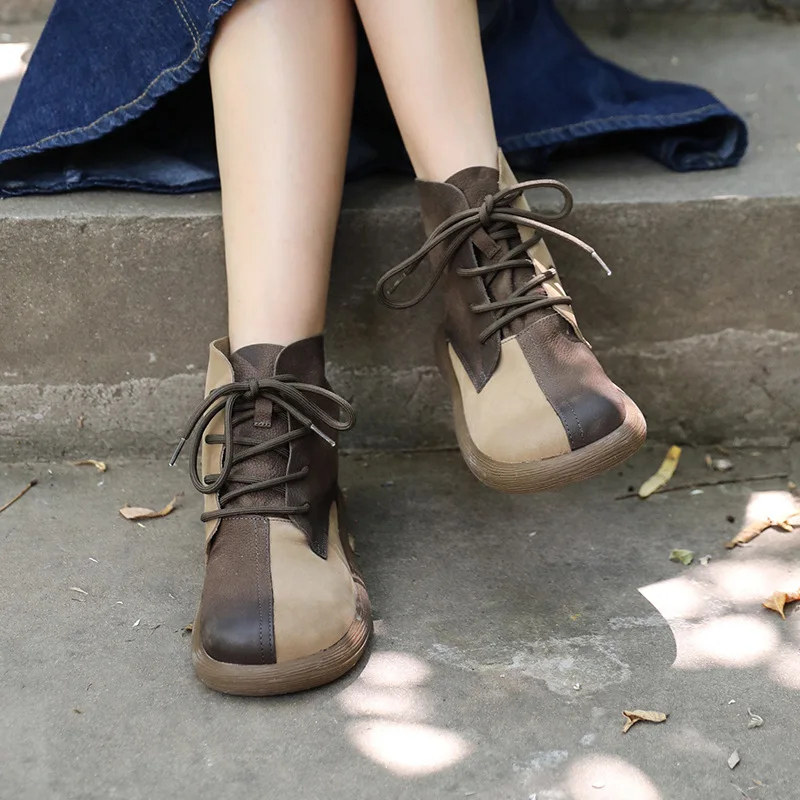 Genuine Leather Women Ankle Boots Flats Heels Women Shoes Autumn Lace Up Handmade Riding Soft Leather Shoes Knight Brand 2023
Genuine Leather Women Ankle Boots Flats Heels Women Shoes Autumn Lace Up Handmade Riding Soft Leather Shoes Knight Brand 2023