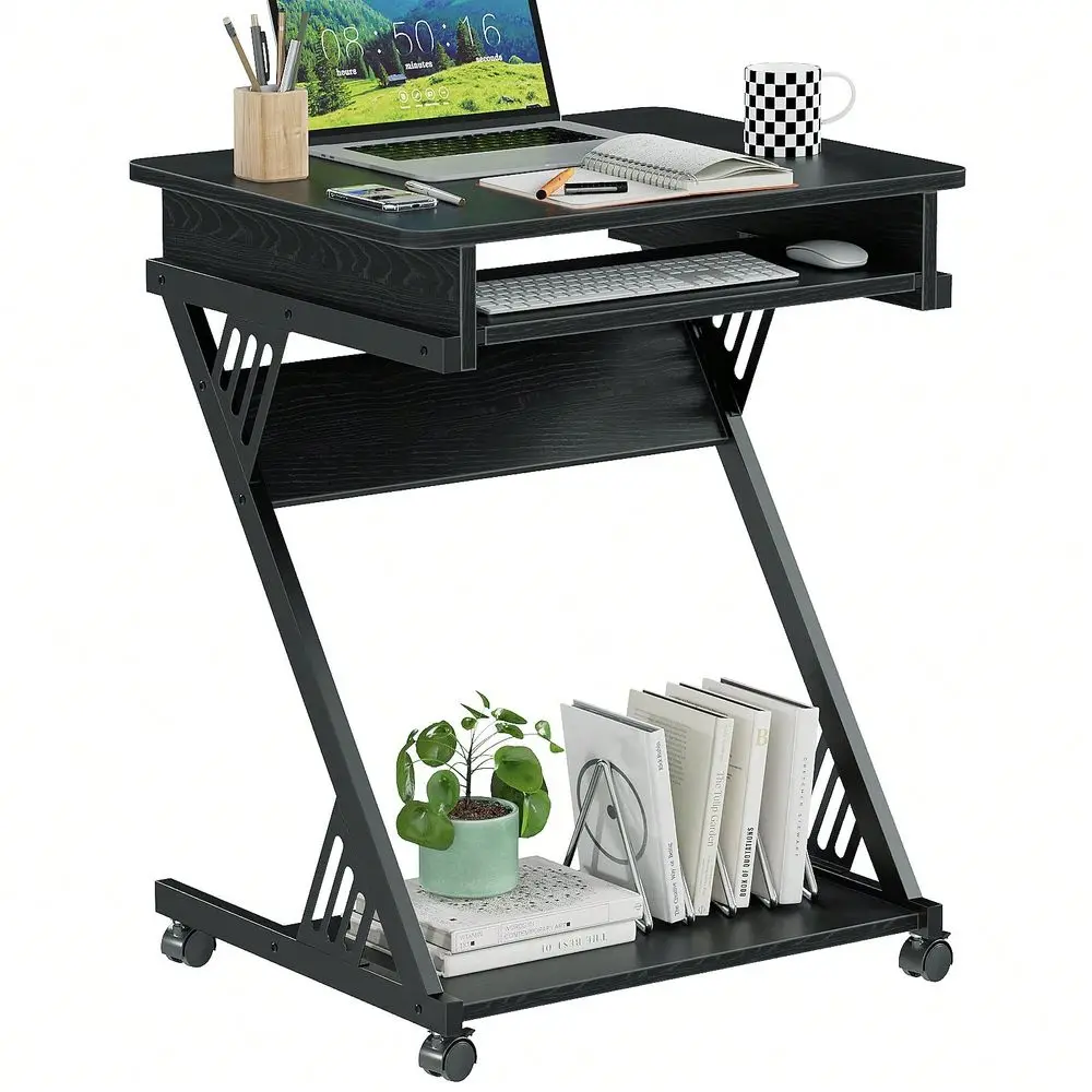 Desk For Small Spaces, 23.6 ZShaped Compact Study Table With Smooth Keyboard Tray With Wheels And Bottom Shelves For Home Offic
Desk For Small Spaces, 23.6 ZShaped Compact Study Table With Smooth Keyboard Tray With Wheels And Bottom Shelves For Home Offic