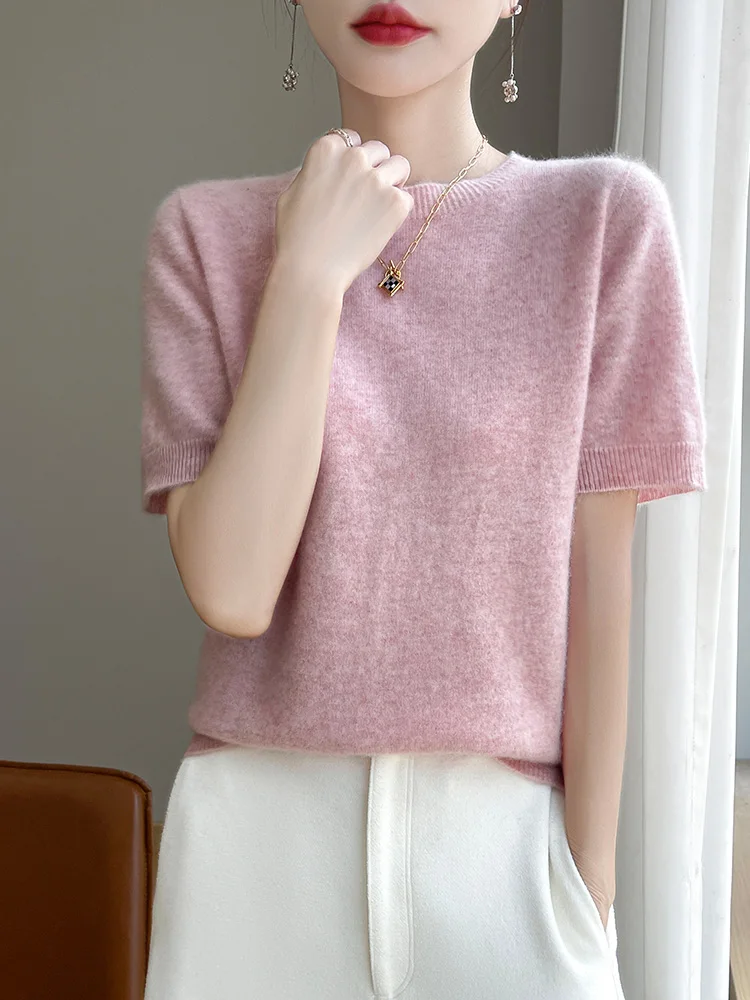 Fashion Basic Spring Summer Merino Wool Sweater O-Neck Cashmere Pullover Solid Color Soft Short Sleeve Shirt Clothing Tops
Fashion Basic Spring Summer Merino Wool Sweater O-Neck Cashmere Pullover Solid Color Soft Short Sleeve Shirt Clothing Tops