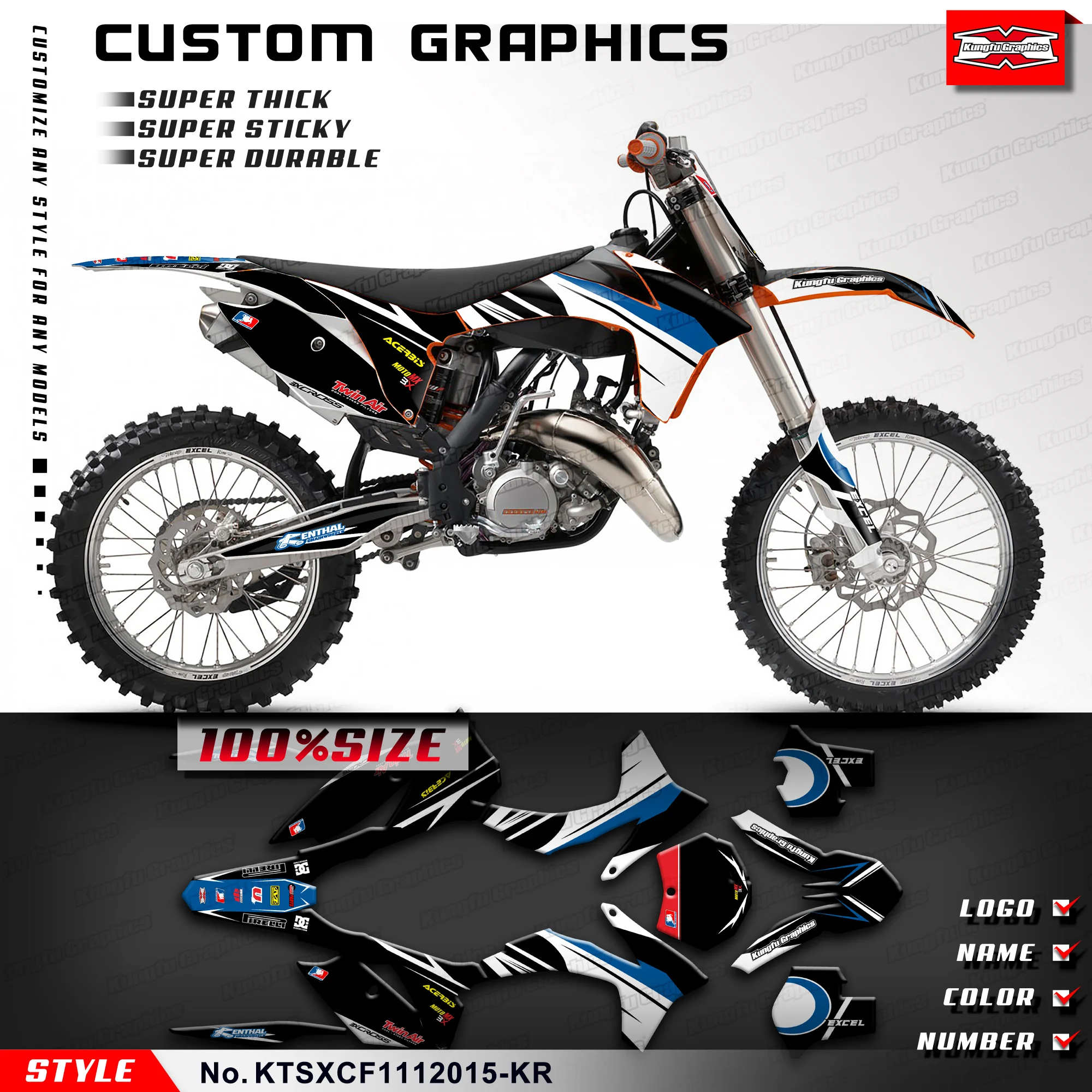 KUNGFU GRAPHICS Vinyl Wrap Sticker Kit for KTM 125 150 250 350 450 SX SXF XC XCF 2011 2012, Black, Style No.KTSXCF1112015-KR
KUNGFU GRAPHICS Vinyl Wrap Sticker Kit for KTM 125 150 250 350 450 SX SXF XC XCF 2011 2012, Black, Style No.KTSXCF1112015-KR