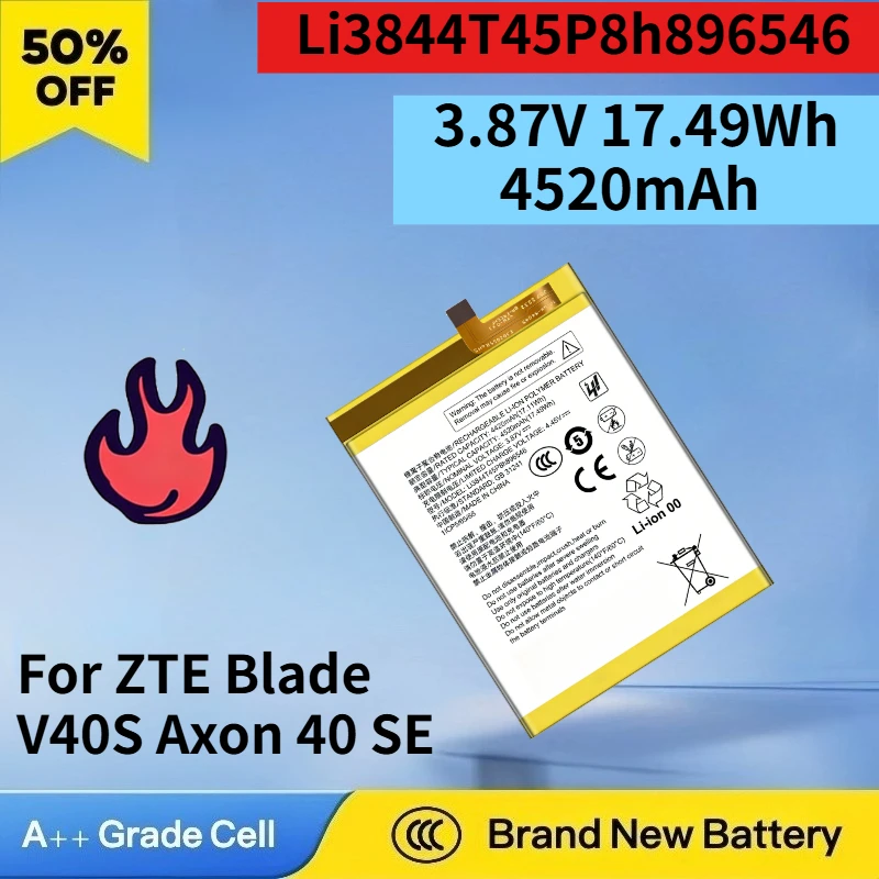 New Li3844T45P8h896546 3.87V 17.49Wh 4520mAh Battery for ZTE Blade V40S Axon 40 SE High Quality Mobile Phone Replacement Battery
New Li3844T45P8h896546 3.87V 17.49Wh 4520mAh Battery for ZTE Blade V40S Axon 40 SE High Quality Mobile Phone Replacement Battery