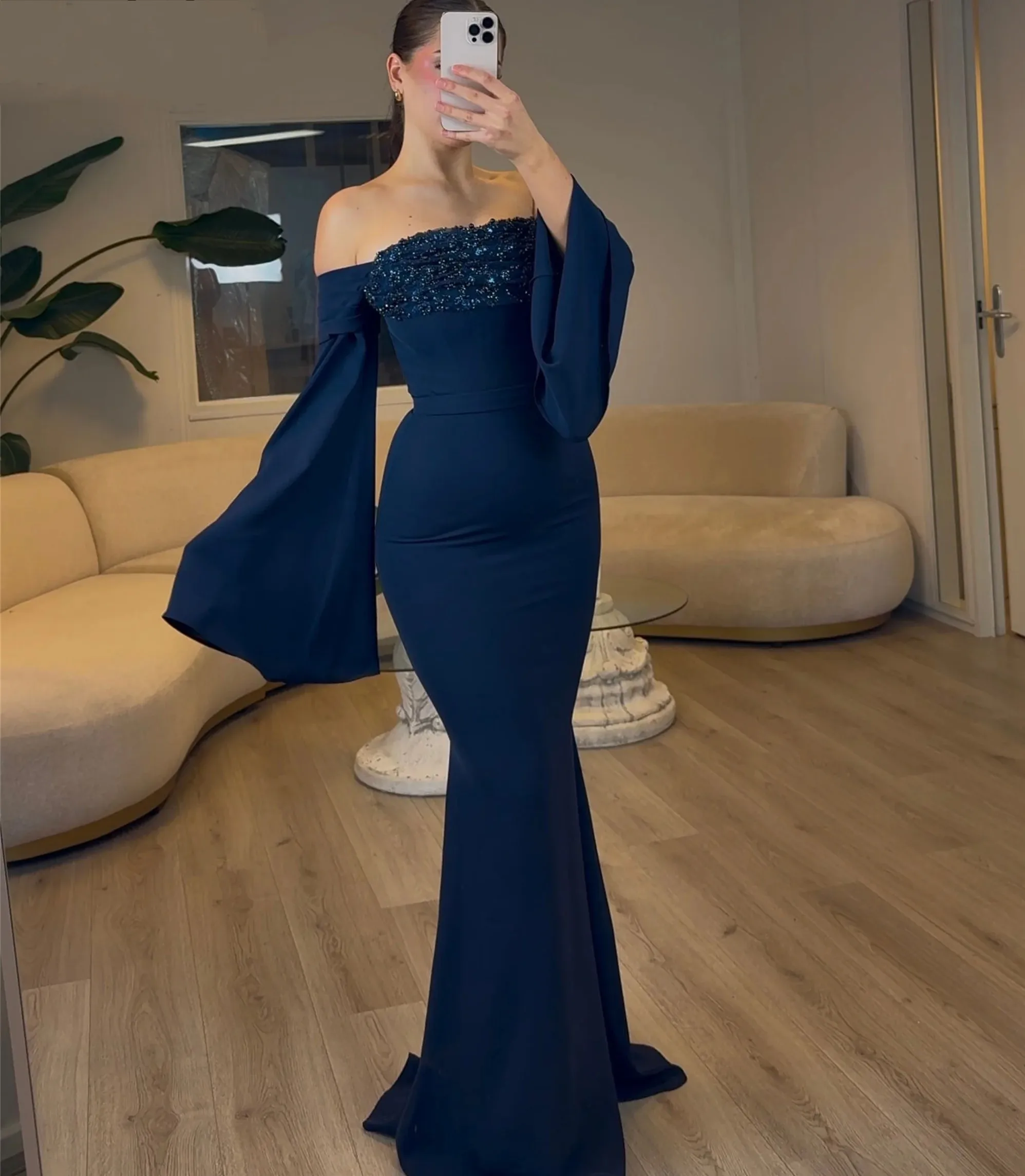 2025 Dark Blue Mermaid Formal Evening Dress Off-shoulder Sequins Bead Satin Long Prom Party Gown Celebrity Wear Robe De Soiree
2025 Dark Blue Mermaid Formal Evening Dress Off-shoulder Sequins Bead Satin Long Prom Party Gown Celebrity Wear Robe De Soiree