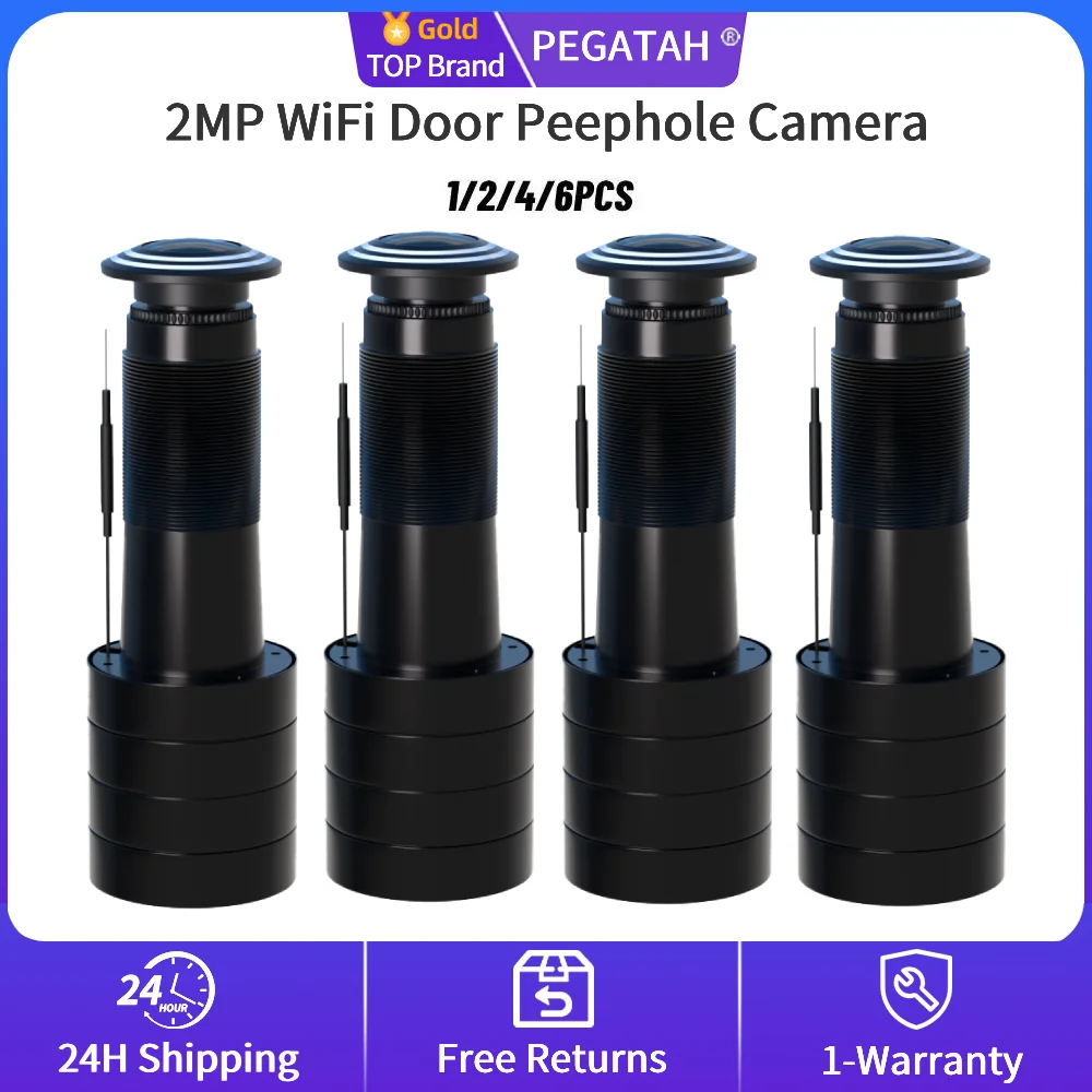 PEGATAH 1-6 шт. 2MP Wi-Fi дверной глазок камера обнаружения движения двустороннее аудио беспроводной просмотрщик для домашней безопасности Tuya Smart Life 
PEGATAH 1-6 шт. 2MP Wi-Fi дверной глазок камера обнаружения движения двустороннее аудио беспроводной просмотрщик для домашней безопасности Tuya Smart Life