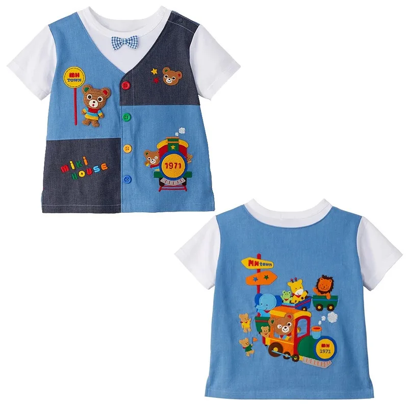 Summer Japanese Children's Short Sleeved T-shirts Cartoon Bear Color Blocked Fake Two Piece Tops Boy T-shirt Baby Boys Clothes
Summer Japanese Children's Short Sleeved T-shirts Cartoon Bear Color Blocked Fake Two Piece Tops Boy T-shirt Baby Boys Clothes