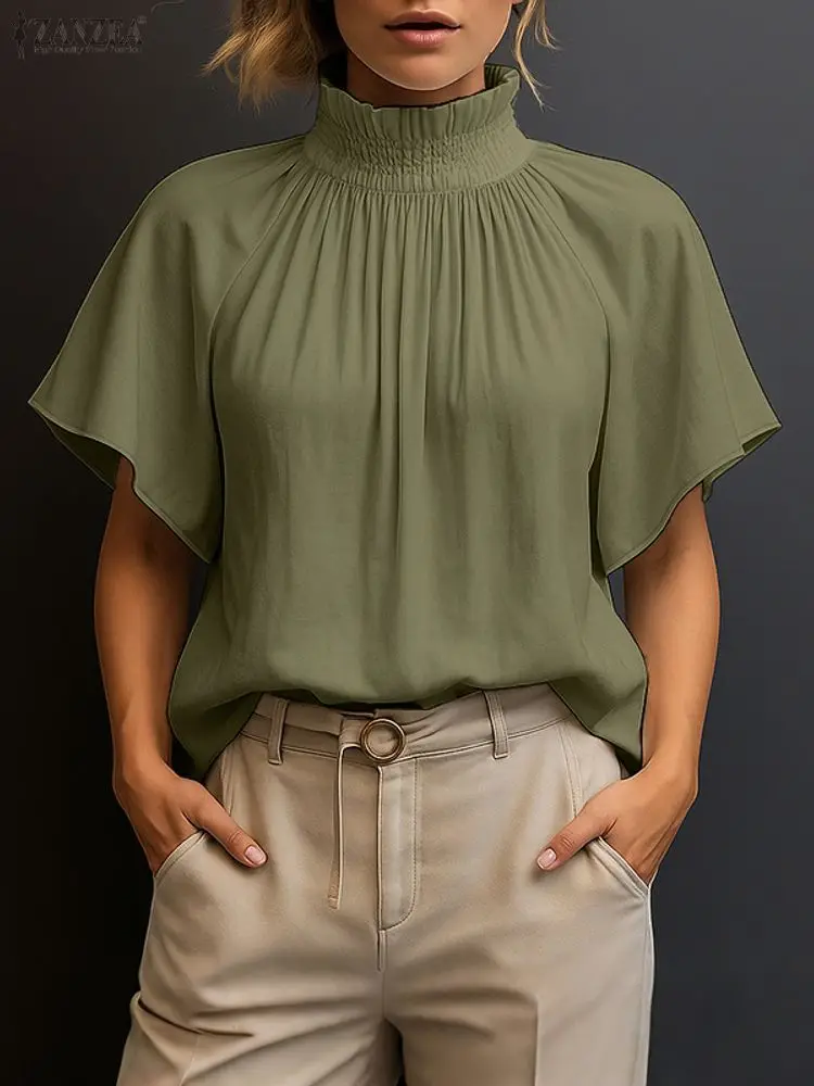 ZANZEA Stylish Women's Oversized Blouses Summer 2025 Fashion Shirred Turtleneck Raglan Sleeve Solid Color Loose Tops Streetwear
ZANZEA Stylish Women's Oversized Blouses Summer 2025 Fashion Shirred Turtleneck Raglan Sleeve Solid Color Loose Tops Streetwear