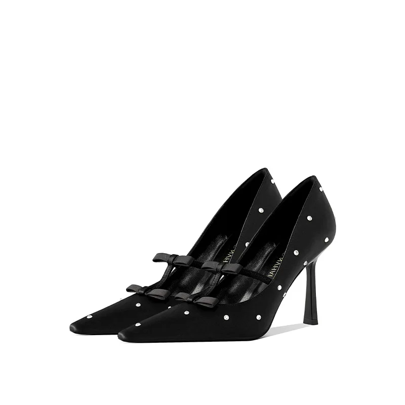 Gorasion Women's High Heels Black Rhinestone Single Shoes Bow Pointed Toe Heel Fashion Sexy Women's Shoes Heel Height 7-9cm
Gorasion Women's High Heels Black Rhinestone Single Shoes Bow Pointed Toe Heel Fashion Sexy Women's Shoes Heel Height 7-9cm