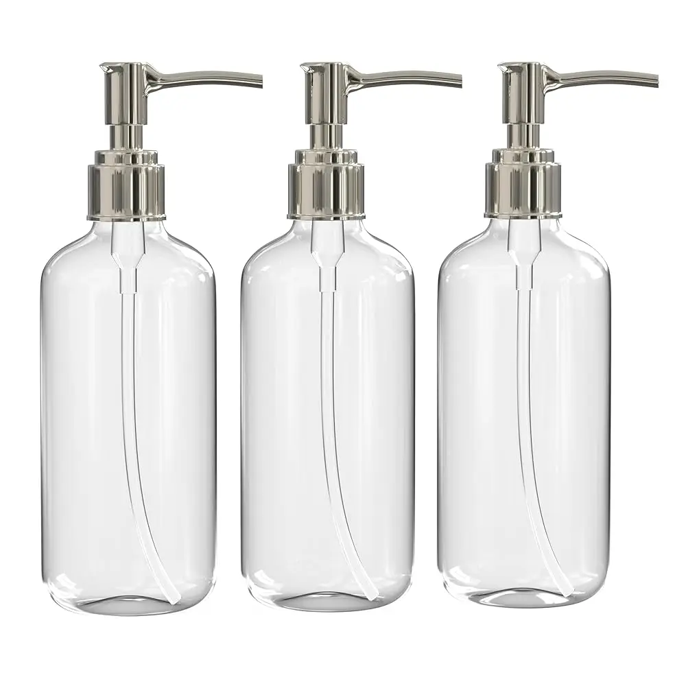 Refillable Clear Soap Dispenser Bottles with Pump, 16 oz (3 Pack) | BPA-Free Plastic Boston Round Containers for Hand Soap, L
Refillable Clear Soap Dispenser Bottles with Pump, 16 oz (3 Pack) | BPA-Free Plastic Boston Round Containers for Hand Soap, L