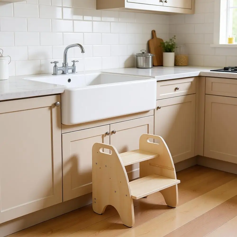 Двухступенчатая деревянная подставка-стульчик для малышей с ручками, противоскользящей подкладкой, трансформируемым сиденьем, регулируемой высотой для приучения к горшку и использования в ванной комнате
Двухступенчатая деревянная подставка-стульчик для малышей с ручками, противоскользящей подкладкой, трансформируемым сиденьем, регулируемой высотой для приучения к горшку и использования в ванной комнате