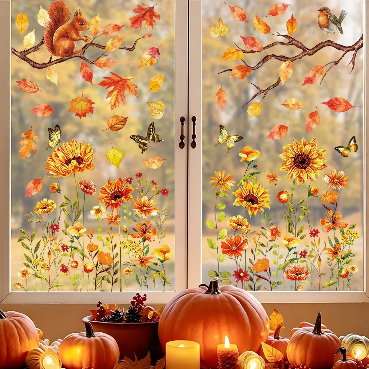Autumn Window Clings Sunflower Squirrel Harvest Season Eco Theme Removable Static Sticker Home Decor
Autumn Window Clings Sunflower Squirrel Harvest Season Eco Theme Removable Static Sticker Home Decor
