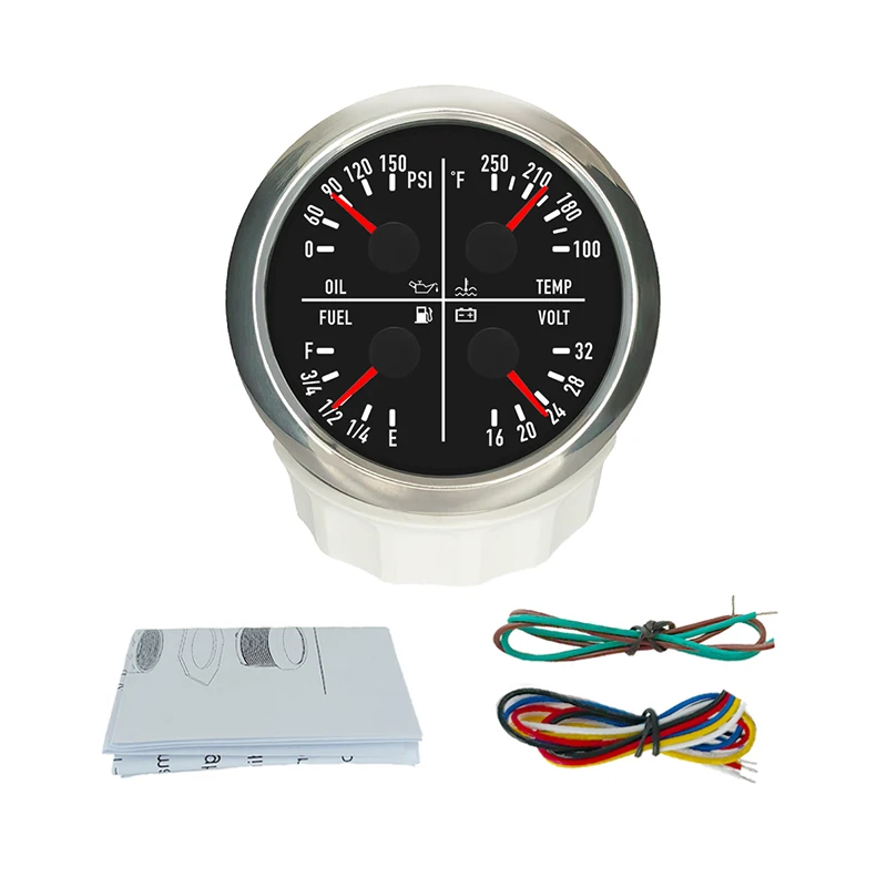 ELING 80mm 4 in 1 Water Temp 100-250° Fuel Level Oil Pressure 0-150PSI Voltmeter 12V 24V with 7 Colors Backlights for Car Truck
ELING 80mm 4 in 1 Water Temp 100-250° Fuel Level Oil Pressure 0-150PSI Voltmeter 12V 24V with 7 Colors Backlights for Car Truck