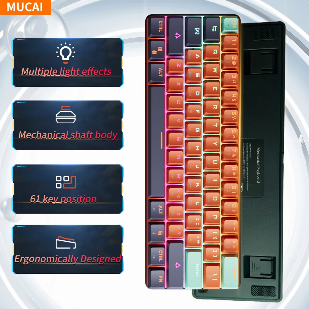 MUCAI 61 Key USB Wired Mechanical Keyboard LED Backlit Axis Gaming Mechanical Keyboard Red Switches For Desktop
MUCAI 61 Key USB Wired Mechanical Keyboard LED Backlit Axis Gaming Mechanical Keyboard Red Switches For Desktop