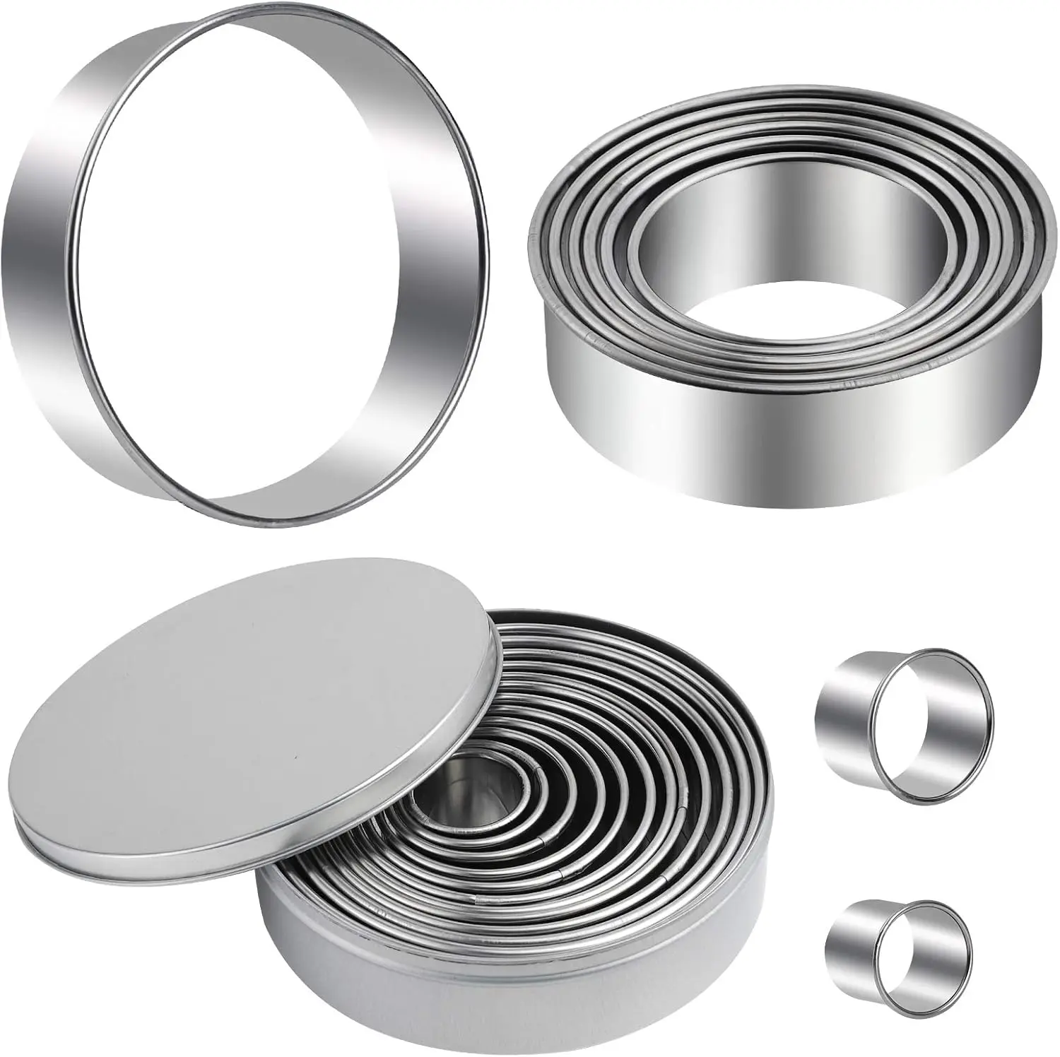 12-Piece Round Cookie Cutters Set, Stainless Steel Biscuit Cutters for Baking, Graduated Sizes 1-4.5 Inch
12-Piece Round Cookie Cutters Set, Stainless Steel Biscuit Cutters for Baking, Graduated Sizes 1-4.5 Inch
