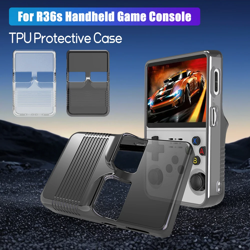 For R36s Handheld Game Console Protective Case Waterproof Anti-Scratch Anti-Fall Transparent TPU Protective Cover