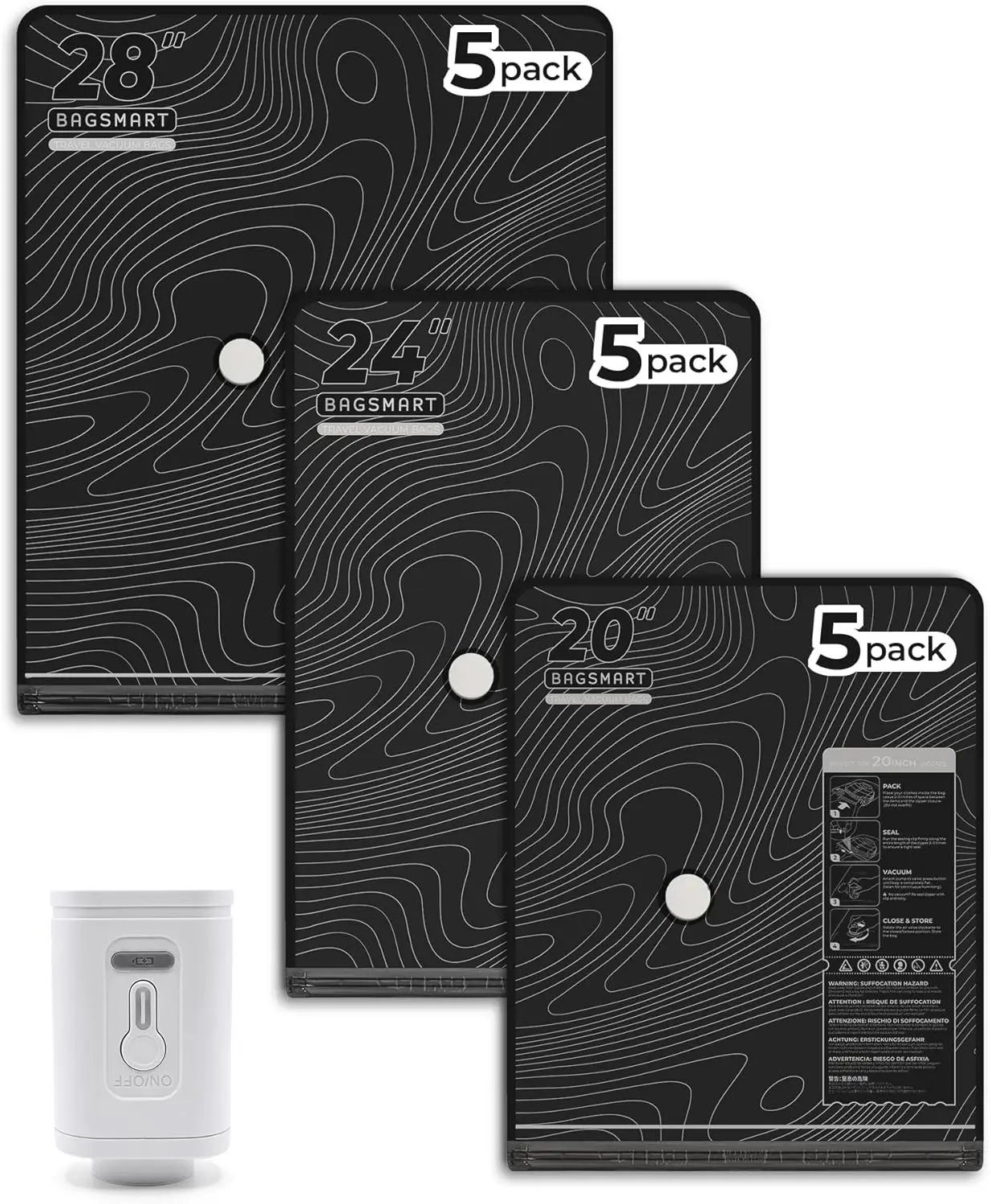 Jumbo Vacuum Seal Bags with Pump for Clothes Blankets Comforters Travel Storage Compression
Jumbo Vacuum Seal Bags with Pump for Clothes Blankets Comforters Travel Storage Compression