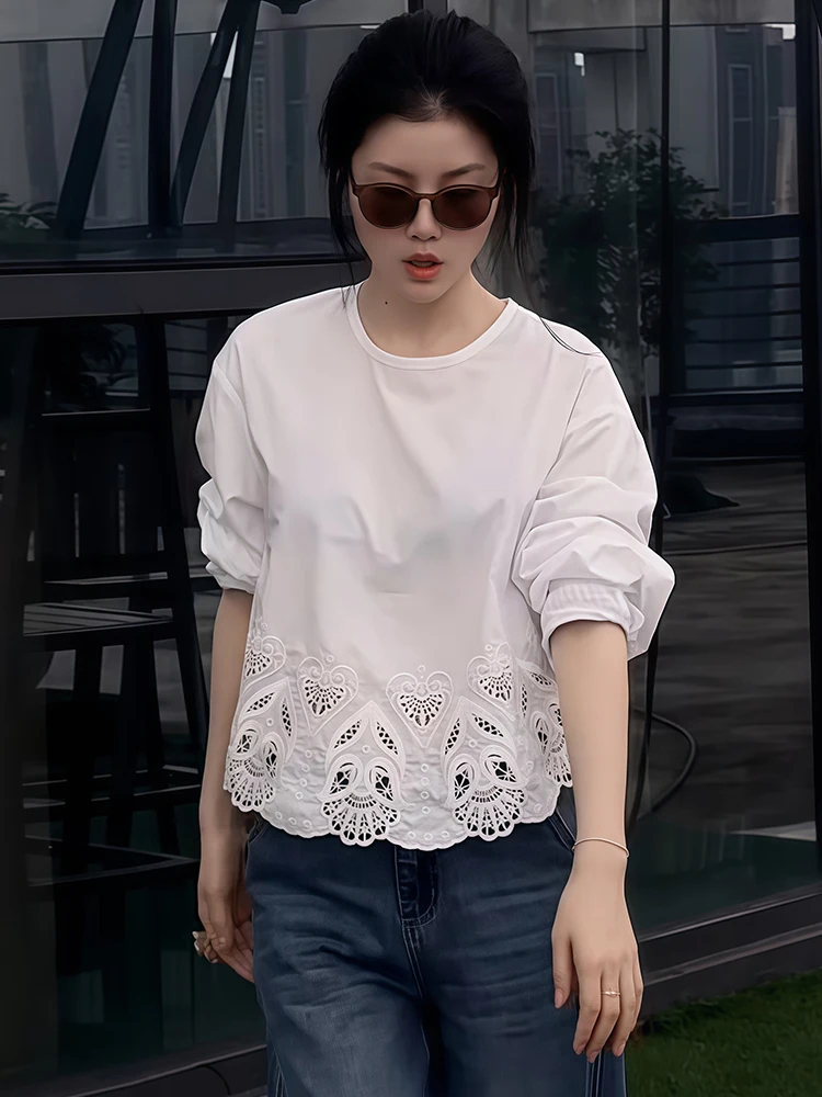 Ele Hollow out Slim Fit Women's irt Long Sve Breathable Comfortable Korean Sle White Top for Daily Wear
Ele Hollow out Slim Fit Women's irt Long Sve Breathable Comfortable Korean Sle White Top for Daily Wear