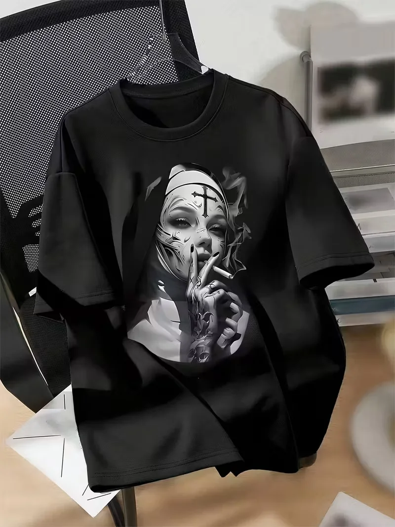 Men's T-shirt Vintage Nun Cotton Tee Hip Hop Women Streetwear Harajuku Oversized Tops Punk Gothic Loose Short Sleeve Clothing
Men's T-shirt Vintage Nun Cotton Tee Hip Hop Women Streetwear Harajuku Oversized Tops Punk Gothic Loose Short Sleeve Clothing