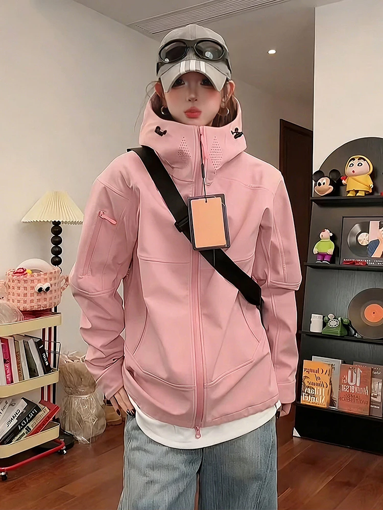 American Style Soft Jacket Unisex Spring Durable Water Resistant Hooded Outdoor Climbing Workwear Jacket Pink
American Style Soft Jacket Unisex Spring Durable Water Resistant Hooded Outdoor Climbing Workwear Jacket Pink