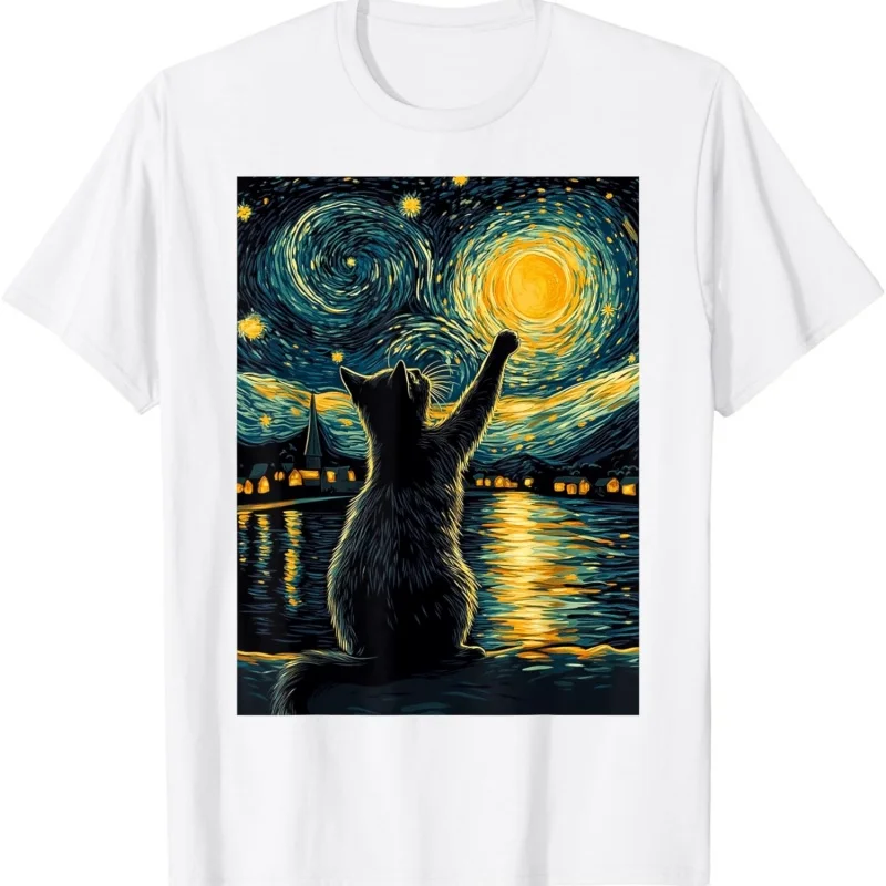 Summer 2025 T-shirts Fashion Short Sleeve Art Printed Black Cats Tees Harajuku Comfortable Holiday Chic Tops 2026 Unisex Tunics
Summer 2025 T-shirts Fashion Short Sleeve Art Printed Black Cats Tees Harajuku Comfortable Holiday Chic Tops 2026 Unisex Tunics