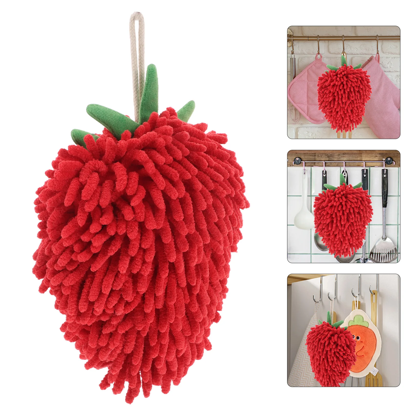 Strawberry Shape Chenille Hand Towel for Bathroom and Kitchen with Hanging Loop Fast Drying Dishcloth Cute Red Fruit Decoration
Strawberry Shape Chenille Hand Towel for Bathroom and Kitchen with Hanging Loop Fast Drying Dishcloth Cute Red Fruit Decoration