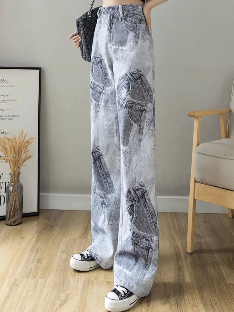 Print Harajuku High Waist Vintage Y2K Straight Jeans Pants Women's Wide Leg Streetwear Style Baggy Denim Trouser
Print Harajuku High Waist Vintage Y2K Straight Jeans Pants Women's Wide Leg Streetwear Style Baggy Denim Trouser