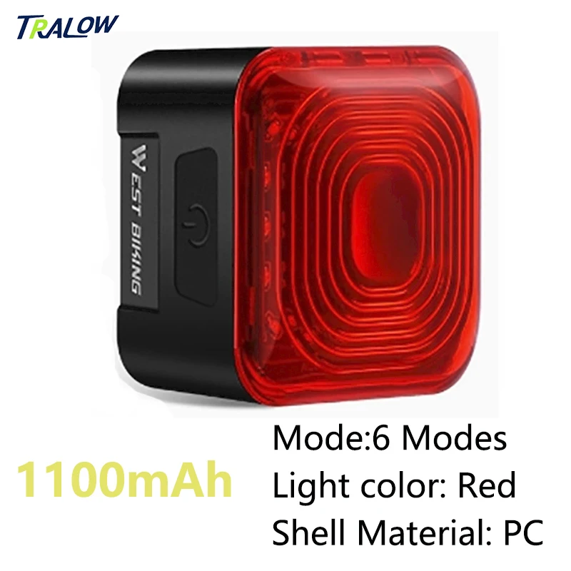 TRALOW Smart Bicycle Brake Sensing Tail Light Rechargeable LED Rear Lamp High Brightness Warning Light for MTB Road Bike Safety
TRALOW Smart Bicycle Brake Sensing Tail Light Rechargeable LED Rear Lamp High Brightness Warning Light for MTB Road Bike Safety