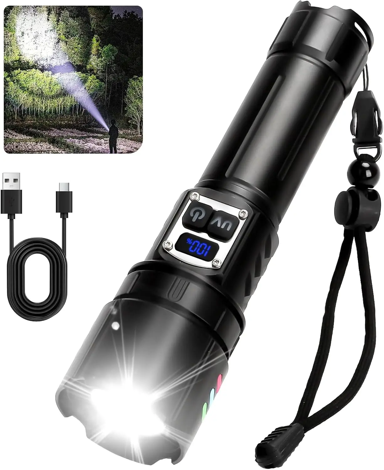 Перезаряжаемый светодиодный фонарик 2-в-1 с УФ-светом, высоким люменом, мощный для кемпинга и чрезвычайных ситуаций
Перезаряжаемый светодиодный фонарик 2-в-1 с УФ-светом, высоким люменом, мощный для кемпинга и чрезвычайных ситуаций