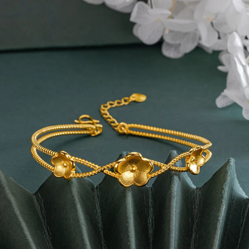 Pure 18 K Gold Color Open Shiny Women's Flower Bangle for Women Wedding Bracelet Bangle Fine Jewelry Gifts
Pure 18 K Gold Color Open Shiny Women's Flower Bangle for Women Wedding Bracelet Bangle Fine Jewelry Gifts
