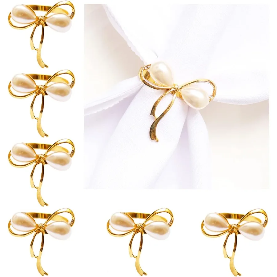 Gold Napkin Rings Set of 6 Bow Napkin Rings for Wedding Party Banquet Decoration Christmas
Gold Napkin Rings Set of 6 Bow Napkin Rings for Wedding Party Banquet Decoration Christmas
