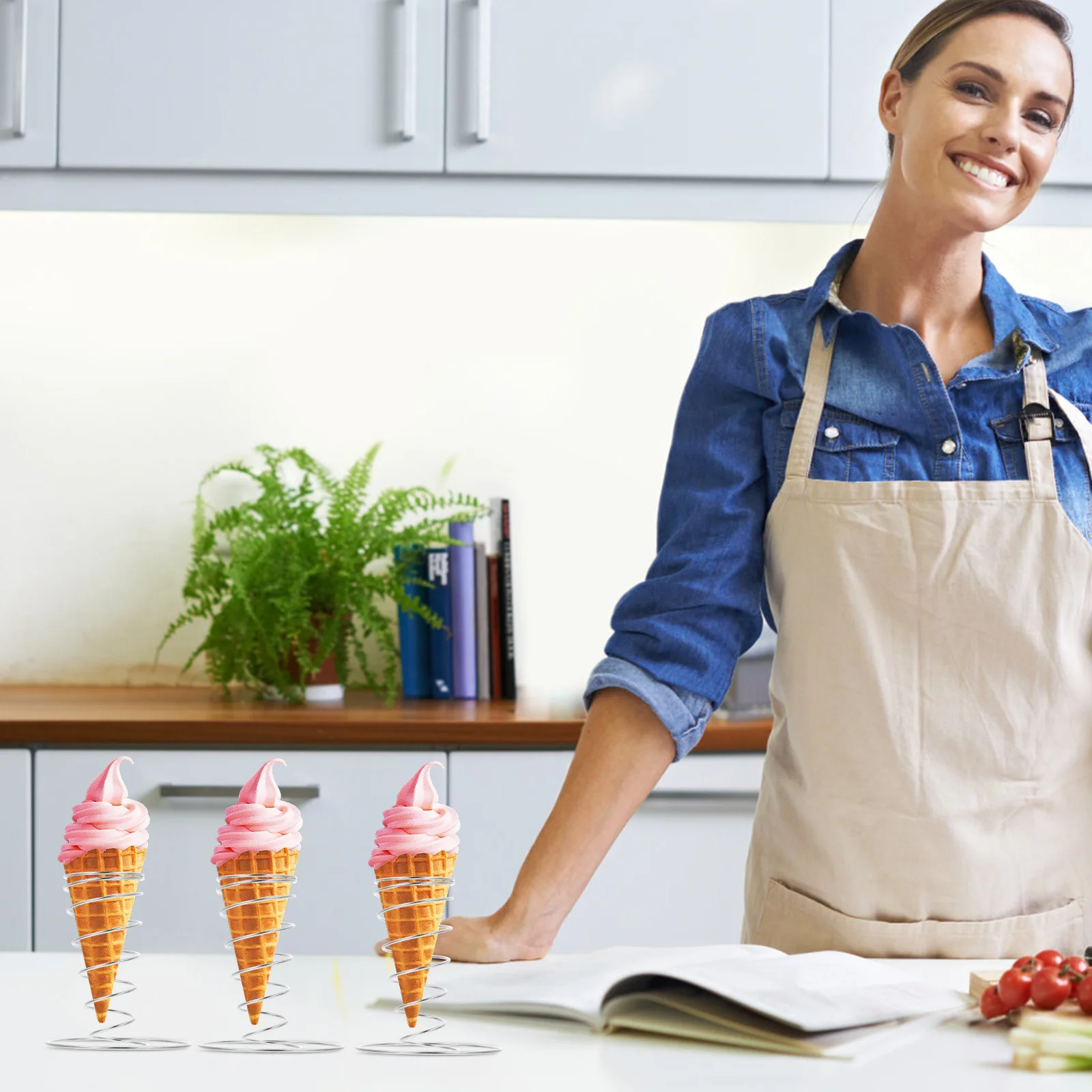 4Pcs Ice Cream Cone Holder Sturdy Decorative Display Rack for Food Stall Home Kitchen Stainless Steel Cone Stand Easy Use
4Pcs Ice Cream Cone Holder Sturdy Decorative Display Rack for Food Stall Home Kitchen Stainless Steel Cone Stand Easy Use