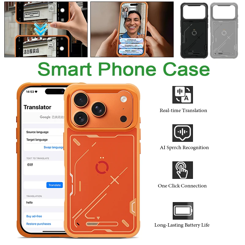 100+ Languages Smart Phone Case Video/Voice Call Translation Phone Protector AI Translation Phone Case Compatible with iPhone
100+ Languages Smart Phone Case Video/Voice Call Translation Phone Protector AI Translation Phone Case Compatible with iPhone