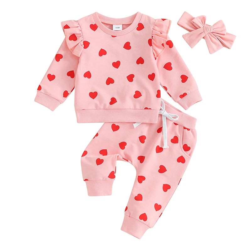 Toddler Newborn Baby Girls Valentine's Day Sets Long Sleeve Heart Print Sweatshirt Drawstring Pants Headband Clothing Sets
Toddler Newborn Baby Girls Valentine's Day Sets Long Sleeve Heart Print Sweatshirt Drawstring Pants Headband Clothing Sets