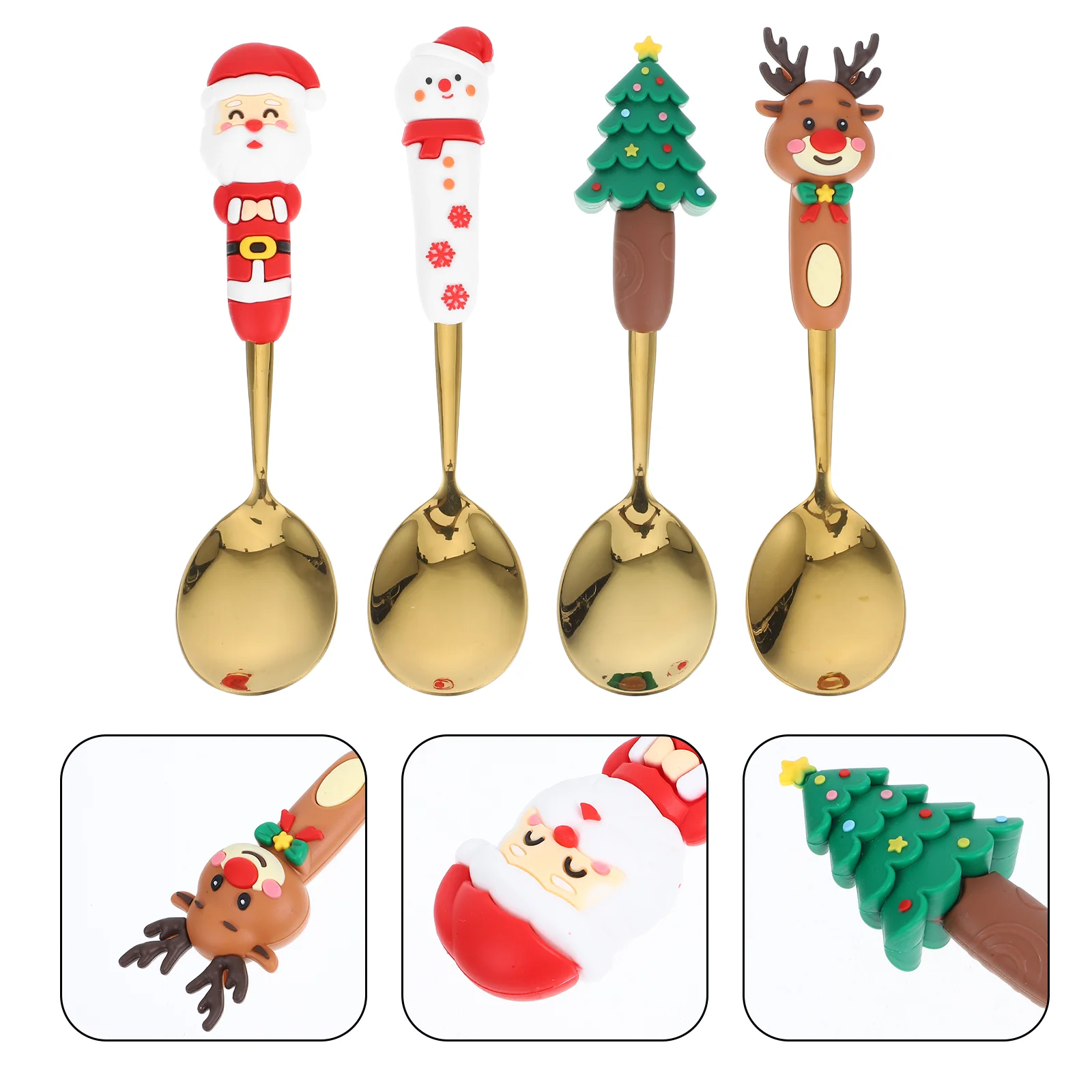 4pcs Cartoon Dessert Spoon Stainless Steel Christmas Themed Handle Coffee Tea Stirring Spoon for Hot Beverages Practical
4pcs Cartoon Dessert Spoon Stainless Steel Christmas Themed Handle Coffee Tea Stirring Spoon for Hot Beverages Practical