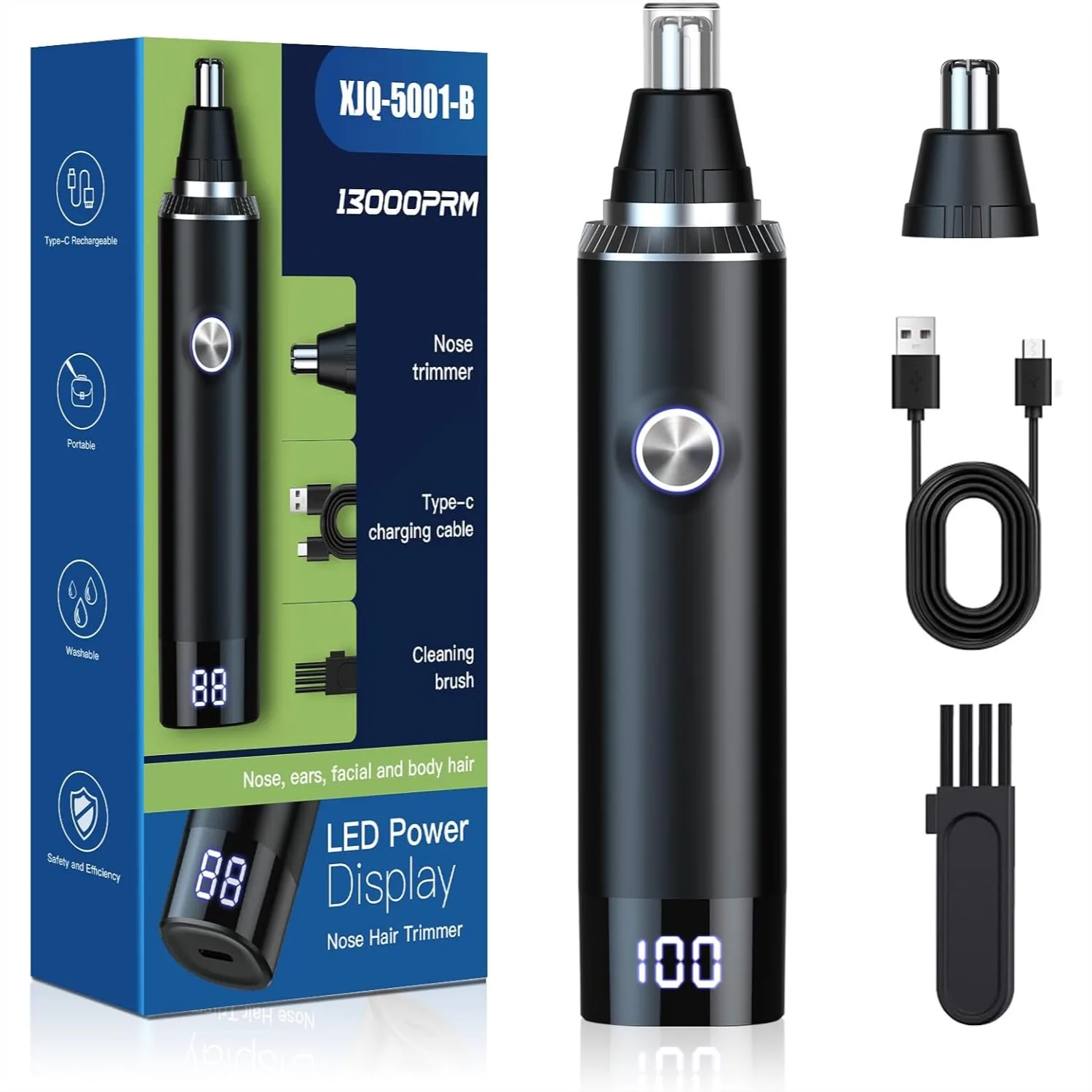 Ear and Nose Hair Trimmer for Men Women, USB Rechargeable Painless Grooming Tool with 13000 RPM Motor and Dual-Edge Blades
Ear and Nose Hair Trimmer for Men Women, USB Rechargeable Painless Grooming Tool with 13000 RPM Motor and Dual-Edge Blades