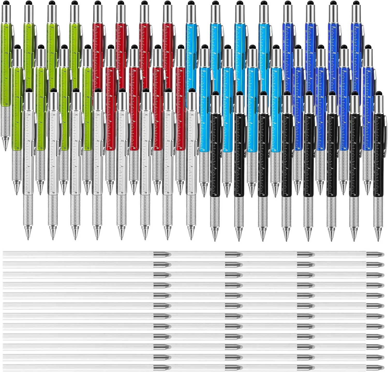 48 Pcs 6-in-1 Multi Tool Pen with Stylus, Level, Ruler & Screwdriver - Assorted Colors
48 Pcs 6-in-1 Multi Tool Pen with Stylus, Level, Ruler & Screwdriver - Assorted Colors