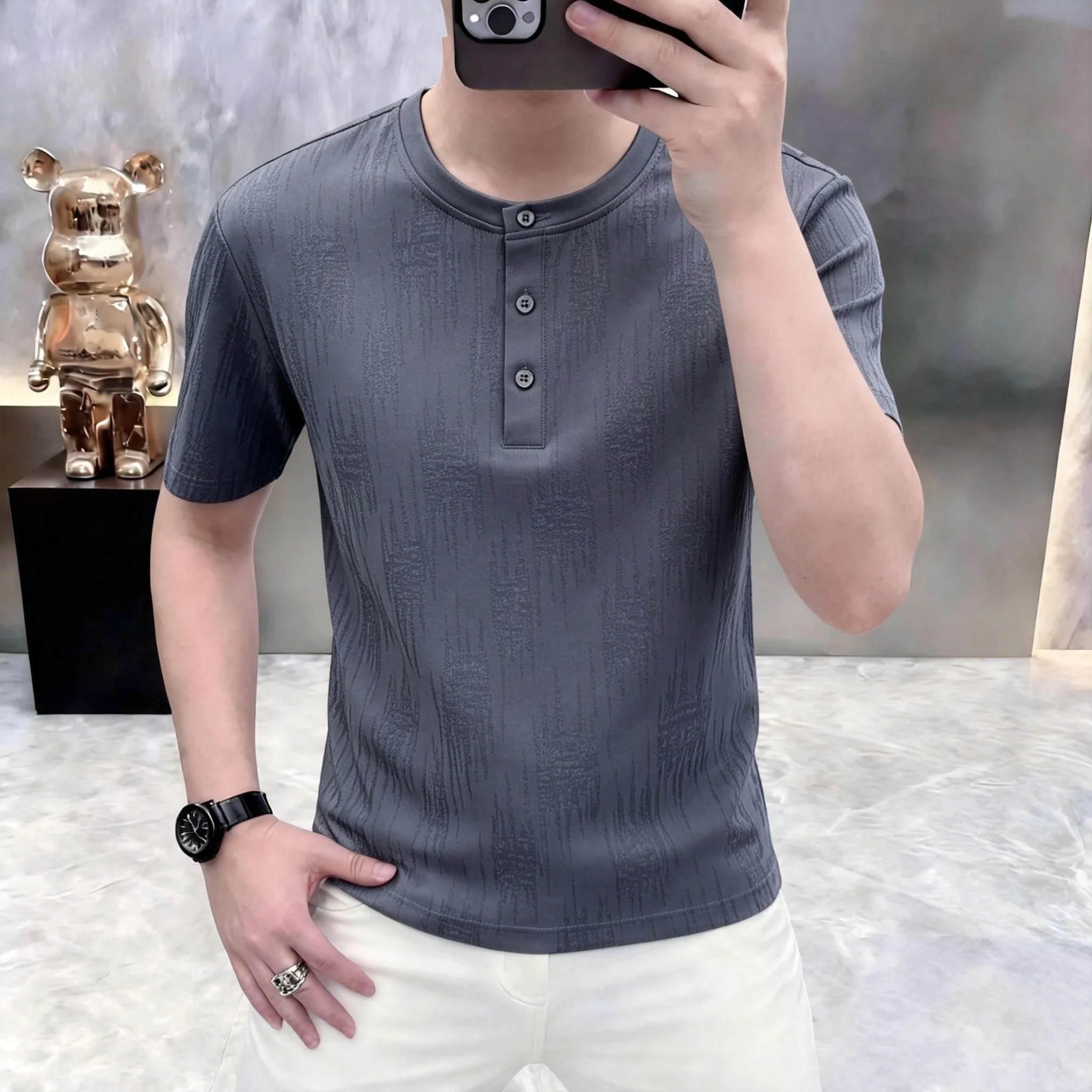 2026 Summer New Style Men's Solid Color Knitted Shirt Short-Sleeve T-Shirt Luxury Breathable Casual Multi-Complimenting Round Co
2026 Summer New Style Men's Solid Color Knitted Shirt Short-Sleeve T-Shirt Luxury Breathable Casual Multi-Complimenting Round Co